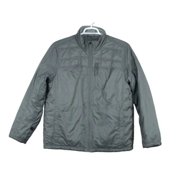 LL Bean Gray Nylon Insulated Full Zip Winter Liner Jacket Size L - Picture 1 of 8